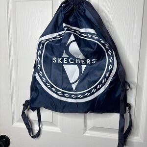 Skechers Navy Blue Drawstring Backpack Gym Shoe Bag Lightweight